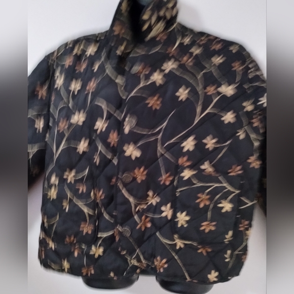 Silk Reversible Flower Print Patchwork Jacket Women's Size Medium - Picture 9 of 13